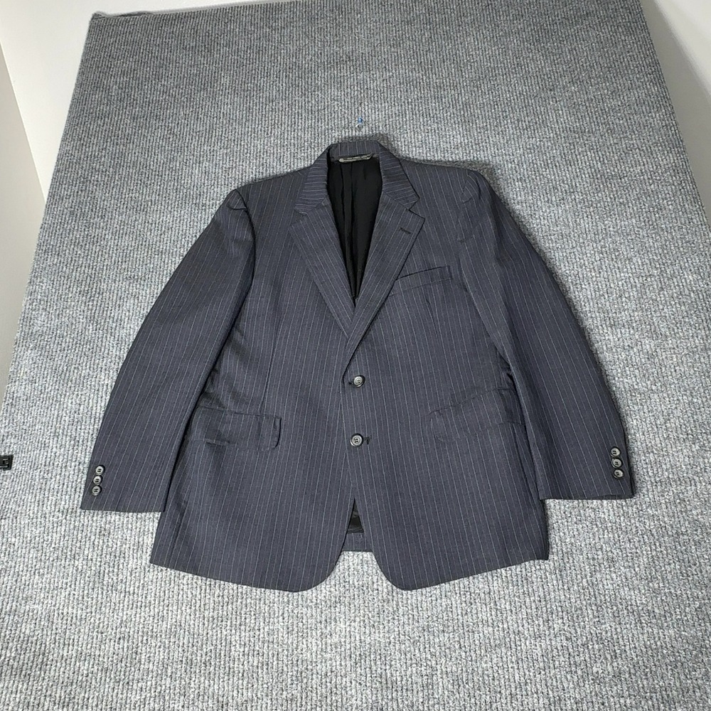 Vintage Jos A Bank Blazer Mens 42R Blue‎ Pinstripe Executive Collection USA Wool